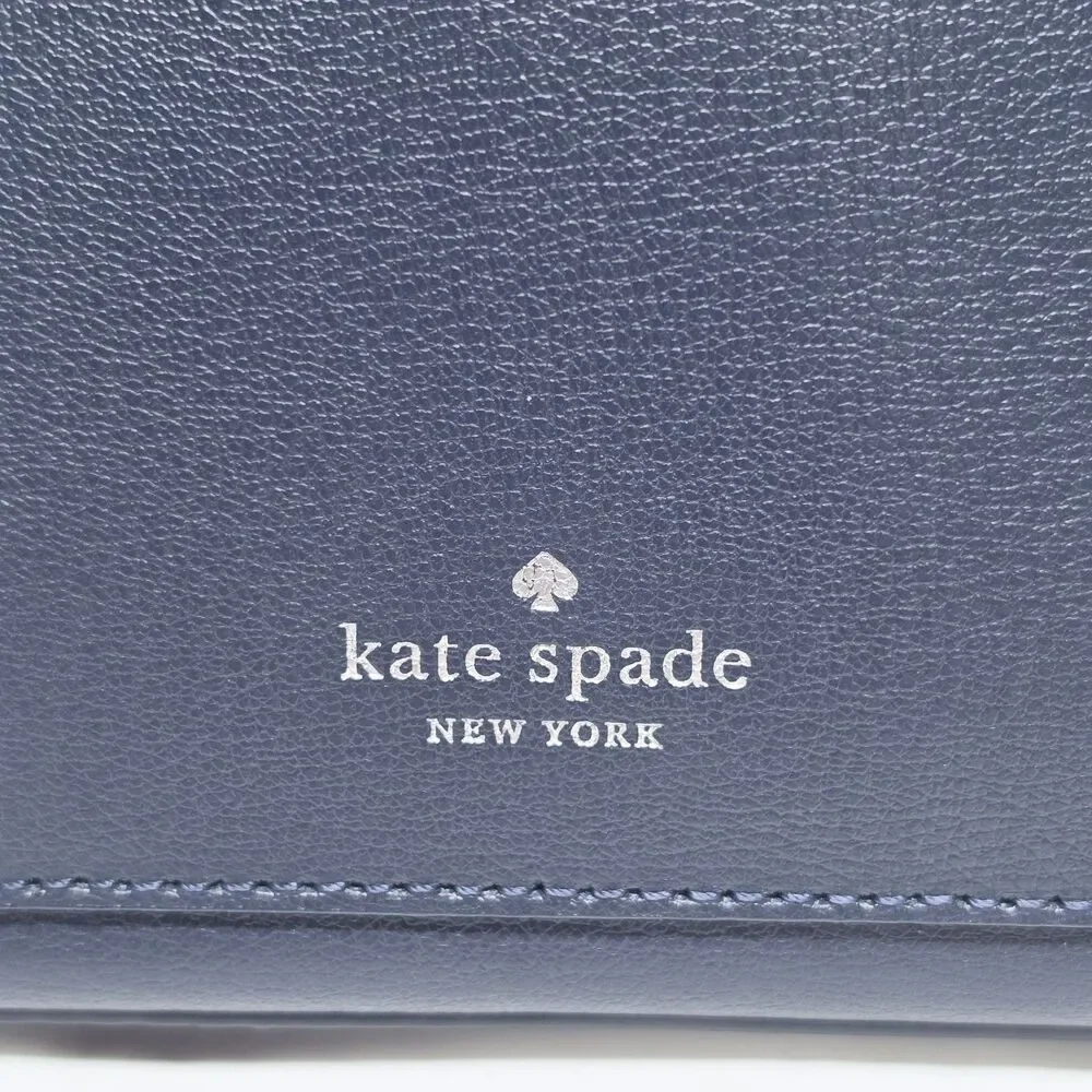 Kate Spade New York Adel Tote Navy Leather Shoulder Bag Purse Double Handle